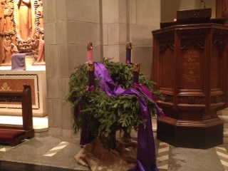 The lovely Advent wreath from one of the churches where I sing. 